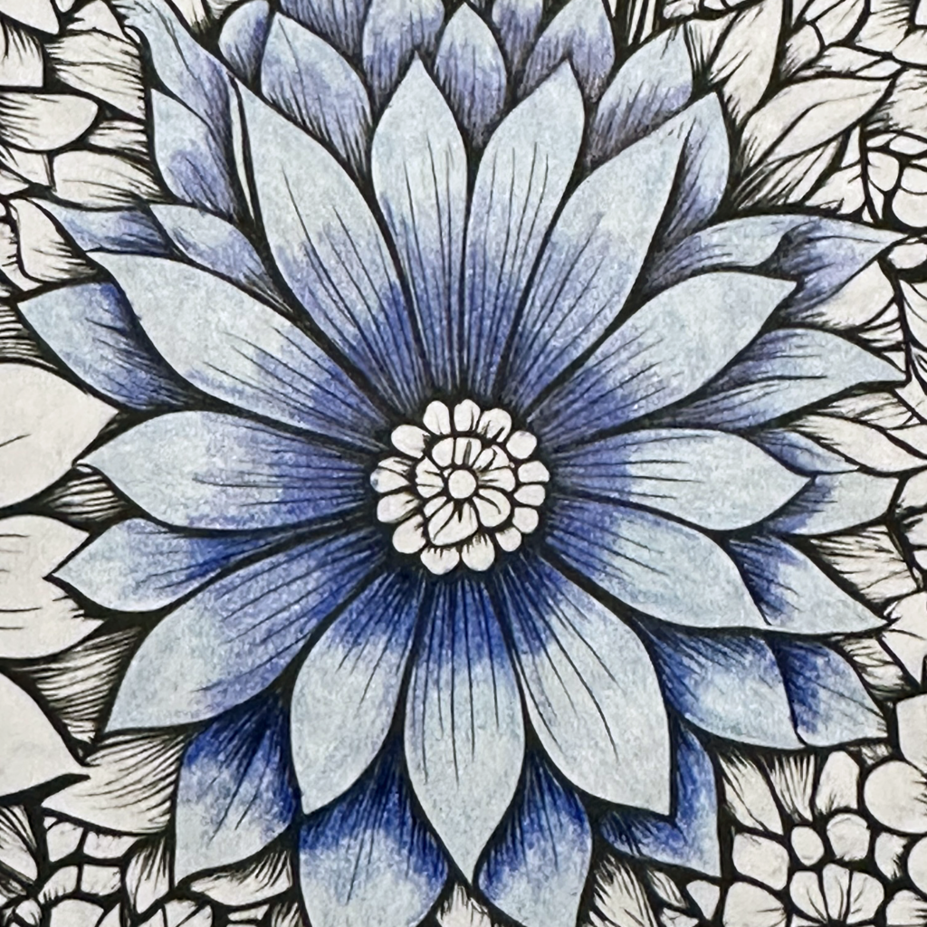 flower shading coloring with colored pencils