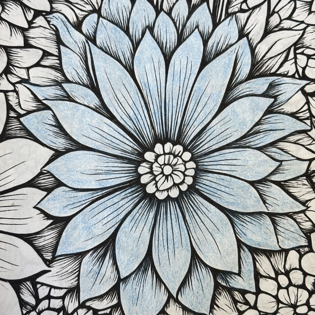 coloring with colored pencils flower
