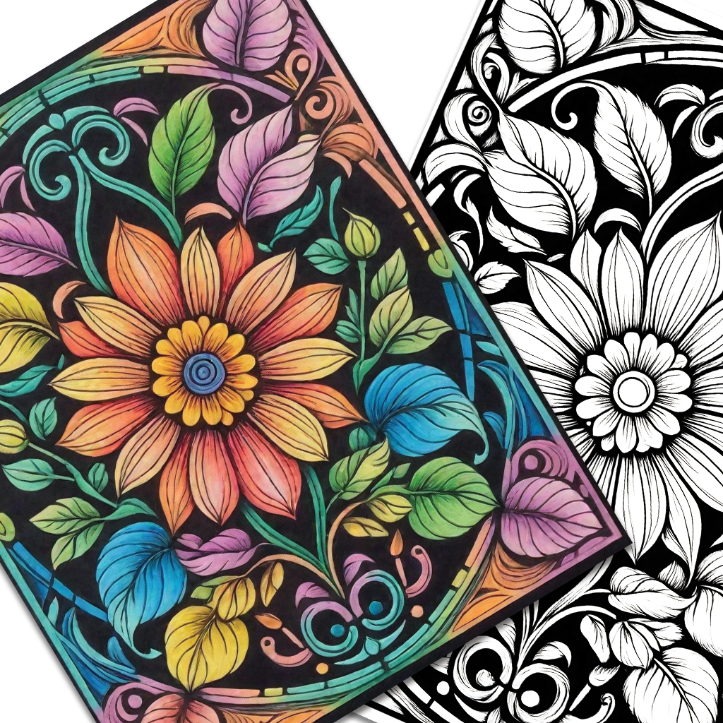 colored printable flowers coloring page