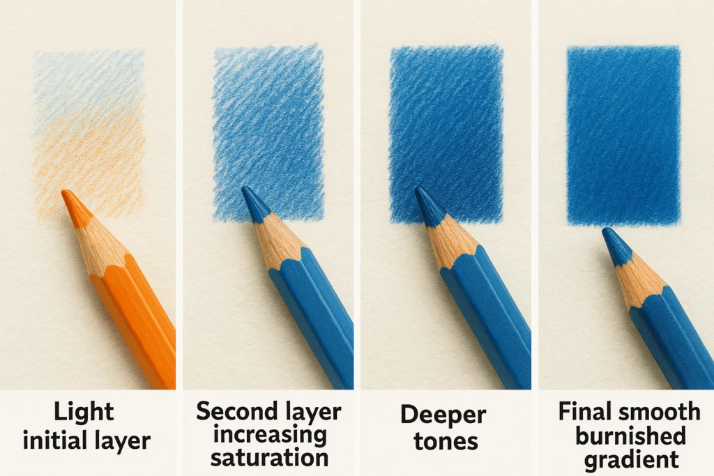 colored pencils blending gradient