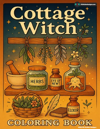 cottage witch coloring book adult kids magical