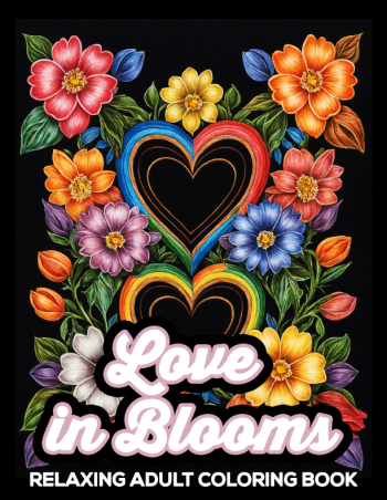 Adult Coloring Books Flowers- Love In Blooms Cover Adult coloring books adults love- flowers love in blooms